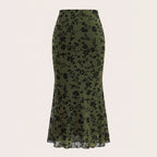 Damen Maxirock mit floralem Design und eleganter Silhouette EB