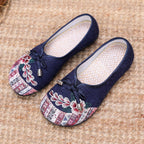 Damen Bequeme Ballerinas mit floralem Design und elastischem Einstieg EB