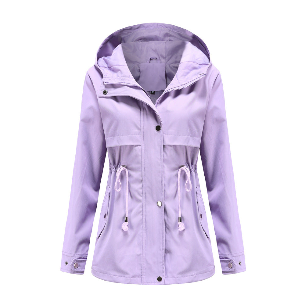 Damen nan wasserabweisender Parka mit taillenkordel und asymmetrischem Saum EB