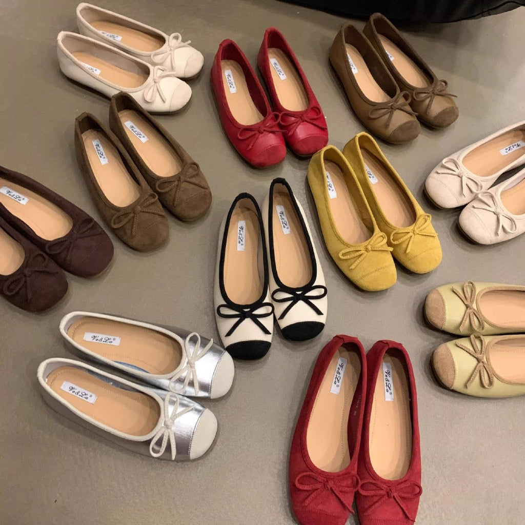 Damen Ballerinas mit schimmerndem Obermaterial und verspieltem Schleifendesign EB