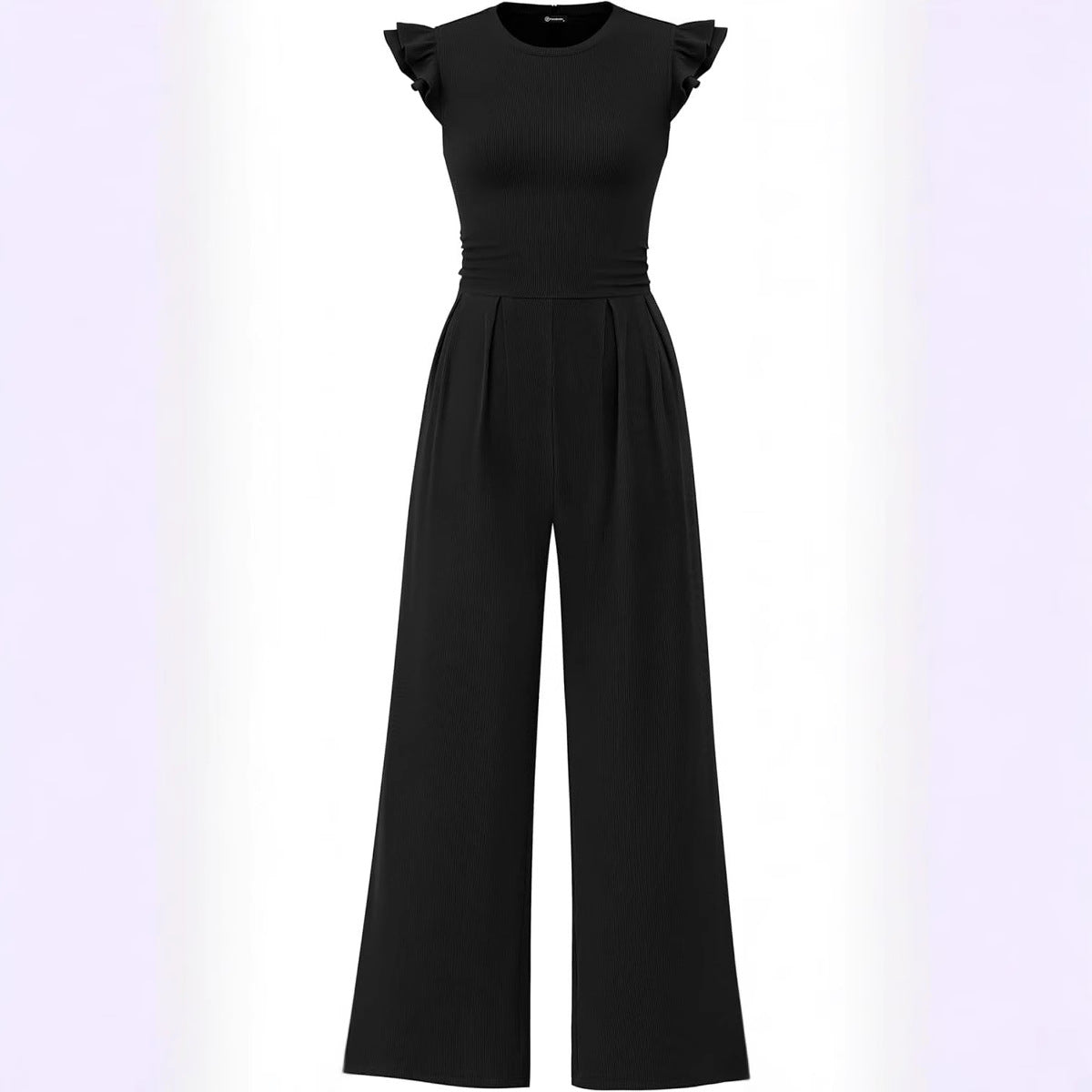 Damen eleganter Jumpsuit mit Puffärmeln und weitem Bein EB