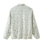 Damen Glitzernde Jacke mit Rundhalsausschnitt und verstecktem Reißverschluss EB