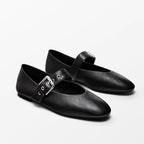 Damen Ballerinas mit verstellbarem Riemendesign und elegantem Schnallenakzent EB