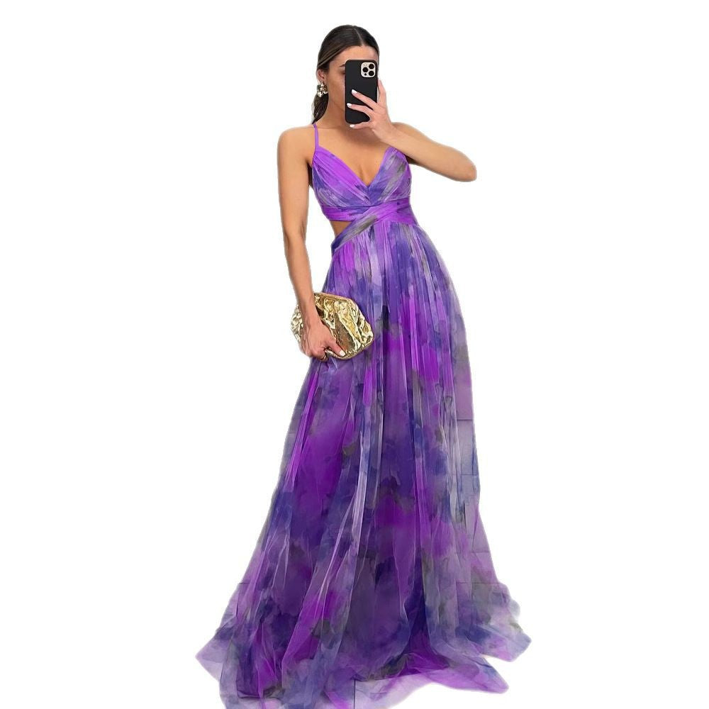 Damen Abendkleid mit fließendem Chiffon und eleganter Wickeloptik EB