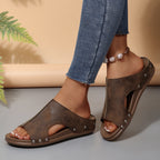 Damen Komfortable Woven-Sandalen mit modischem Perlen- und Stein-Detail EB