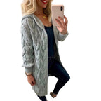 Damen Grobstrick-Cardigan mit Kapuze und Zopfmuster EB