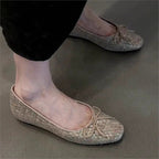Damen Ballerinas mit zierendem Schleifendetail und elegante Gewebestruktur EB