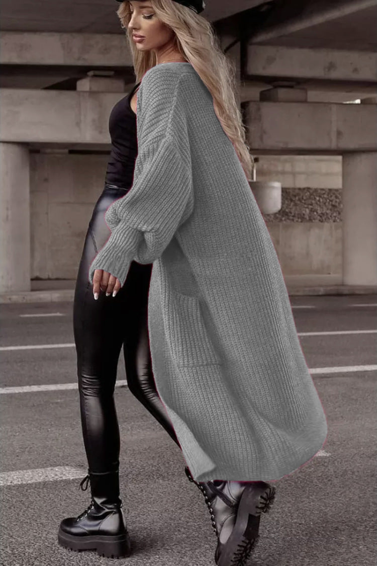 Damen Grobstrickmantel im lässigen Oversized-Stil mit tiefen Taschen EB