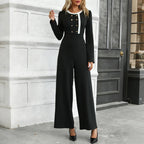Eleganter Damen-Jumpsuit mit langen Ärmeln und Knopfleiste
