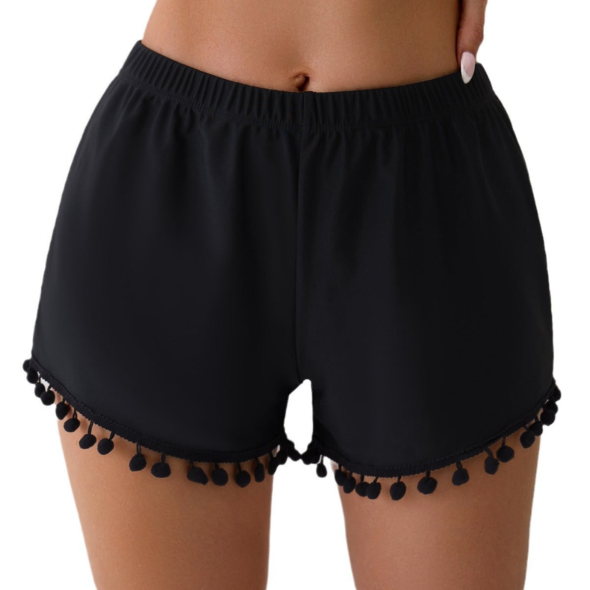 Sommer-Badeshorts für Damen mit Pompom-Dekor