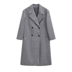 Damen Eleganter Übergrößen Doppelreiher-Wollmantel EB