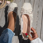 Damen elegante Ballerinas mit floralen Applikationen und rutschfester Sohle EB