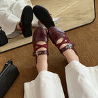 Damen Bequeme Ballerinas mit verstellbarem Riemchen und modischem Metallic-Finish EB