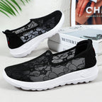 Damen Bequeme Spitzen Slip-On Schuhe EB