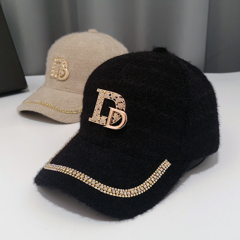 Luxuriöse, verzierte Fleece-Baseballkappe für Damen