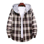 Damen Karierte Flanelljacke mit Kapuze EB