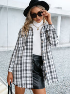 Damen Karierte Overshirtjacke mit lässigem Schnitt und Fransen EB
