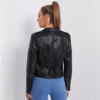 Damen Bikerjacke mit asymmetrischem Reißverschluss und Akzenten