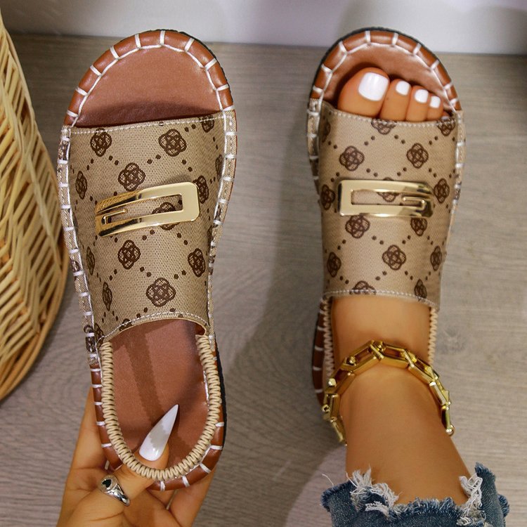 Damen Bequeme Open-Toe Sandalen mit modischem Schnallen-Detail EB