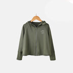 Damen atmungsaktive und wasserabweisende Sportjacke mit Kapuze EB