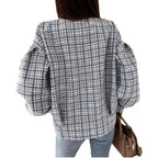 Damen Karierte Bouclé-Jacke EB