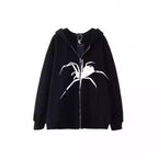 Damen Kapuzenjacke mit kreativem Spinnenmotiv und praktischem Reißverschluss EB