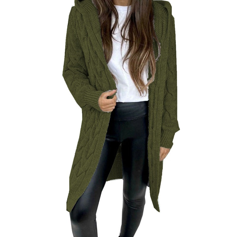 Damen Langstrickmantel aus Kabelstrick EB