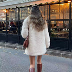 Damen Kunstfelljacke im klassischen Stil mit luxuriösem Kragen und praktischen Taschen EB