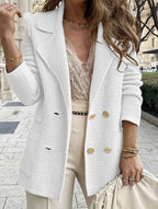 Damen Eleganter Struktur-Blazer mit verspielt klassischen Knopfdetails EB