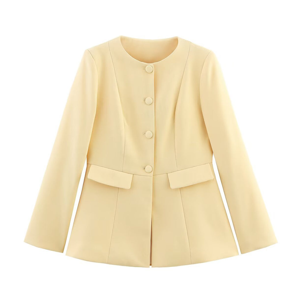 Damen elegante Blazerjacke mit schickem Taillenschnitt EB