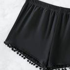Sommer-Badeshorts für Damen mit Pompom-Dekor