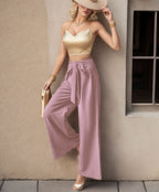 Damen Elegantes Cropped Top mit weitem Hosen-Set R&B