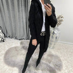 Damen Grobstrick-Cardigan mit Kapuze und Zopfmuster EB