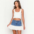Damen Mini-Jeansrock mit voluminösem Rüschensaum und taillierter Passform EB