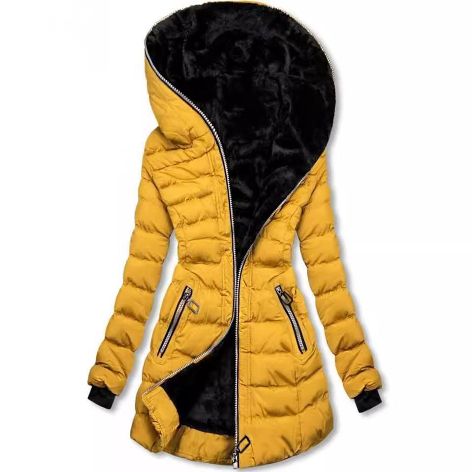 Damen gesteppte Winterjacke mit luxuriösem Futter und modischem hohem Kragen EB