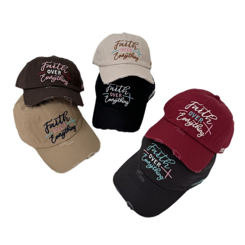 Damen-Baseballkappe mit Distressed-Stickerei