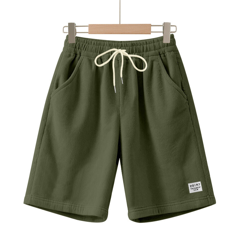 Knielange Lounge-Shorts für Herren in Rippenstruktur mit Kordelzug