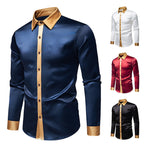 Herren Elegantes Langarmhemd mit Satin-Details EB