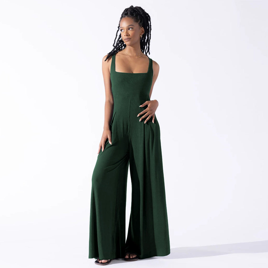Damen Jumpsuit mit weit geschnittenem Bein und tiefem Rückenausschnitt EB