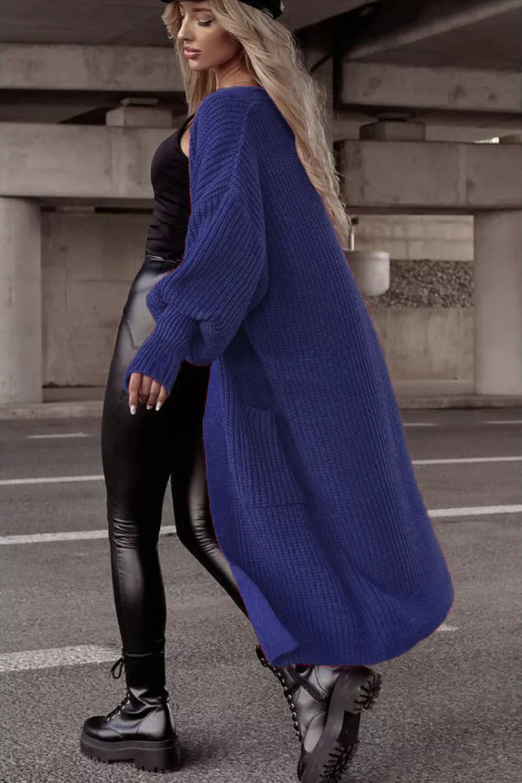 Damen Grobstrickmantel im lässigen Oversized-Stil mit tiefen Taschen EB