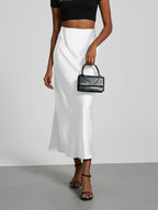 Damen Elegante und fließende Satin Maxiröcke EB
