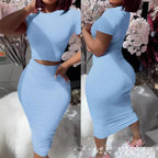 Damen Crop-Top und Bleistiftrock Set EB