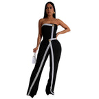 Damen-Jumpsuit mit elegantem Bustier-Oberteil und kontrastierenden Saumakzenten EB