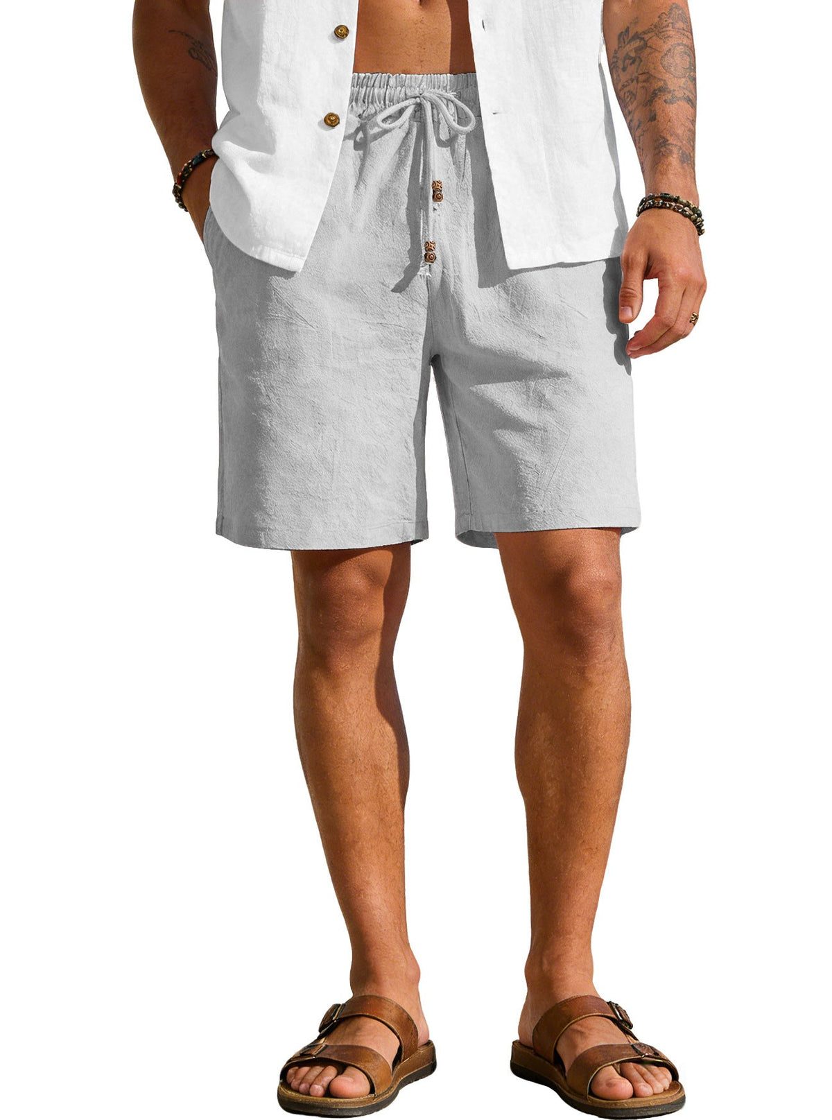 Leichte Herren-Strandbermuda aus Leinenmischung