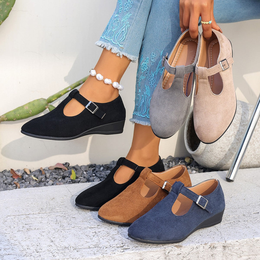 Damen bequeme Mary Jane Schuhe mit dezentem Schnallenverschluss EB