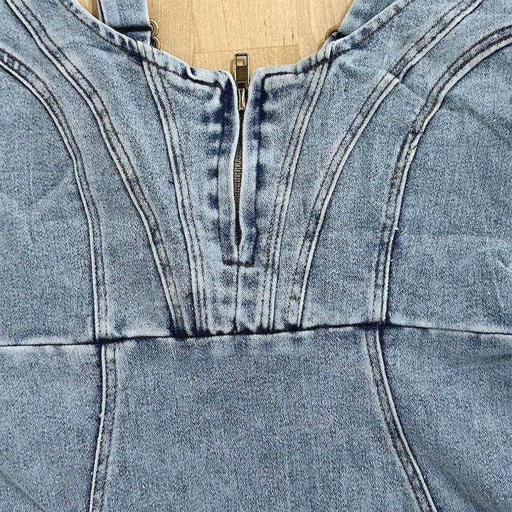 Damen Denim-Midikleid mit schlankem Schnitt und seitlichem Schlitz EB