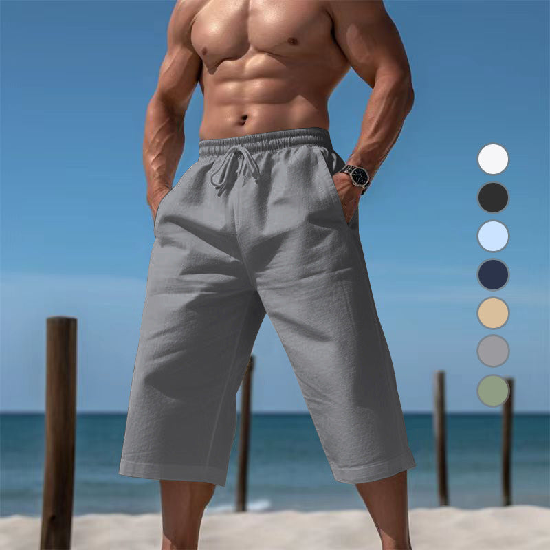 Herren nan lässige knielange Bermuda-Shorts mit elastischem Bund und Tunnelzug EB