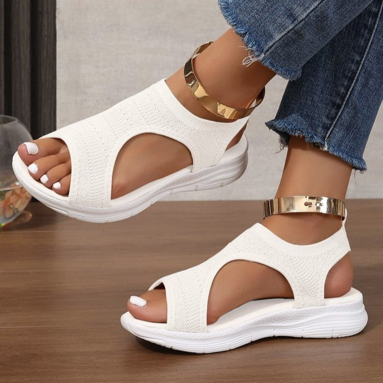 Damen Atmungsaktive Sandalen mit flexiblem Fußbett und modischen Cut-Outs EB