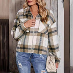 Damen Karierte Oversize-Hemdjacke mit Taschen EB