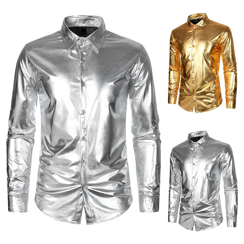 Herren Glamouröses Metallic-Oberhemd EB